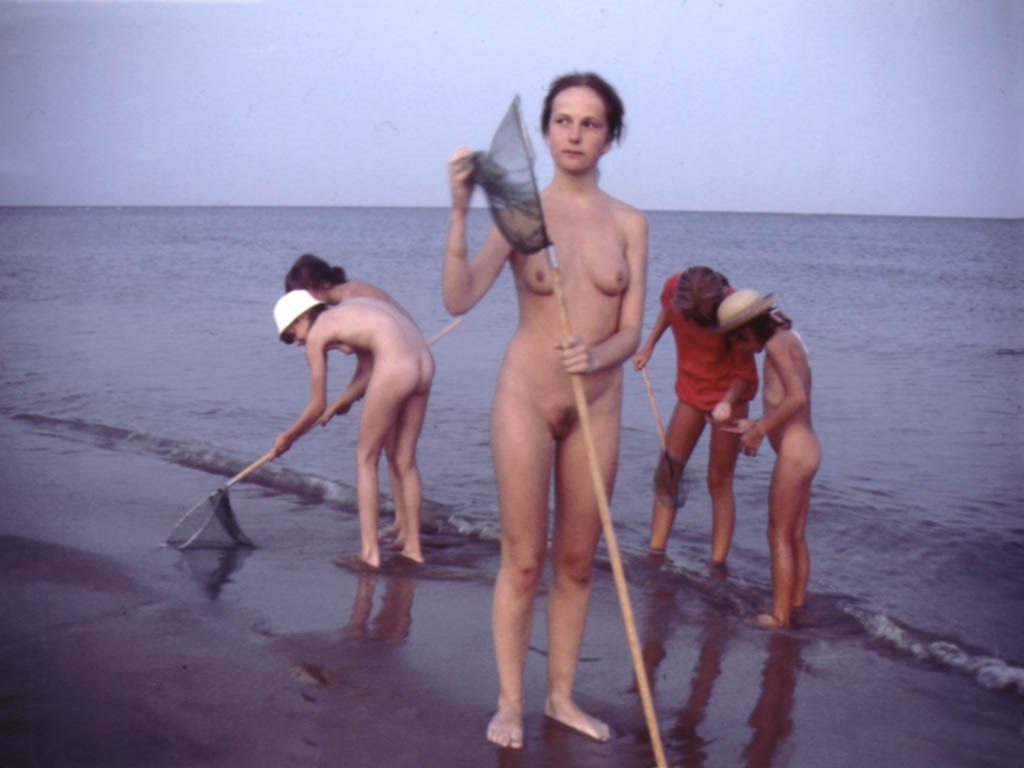 Young girls naturists stylish vintage photo